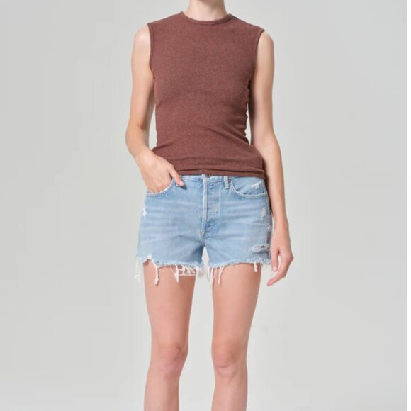 Agolde Parker Vintage Cut Off Short Swapmeet Distressed Denim Jean Shorts 26 - Picture 1 of 9